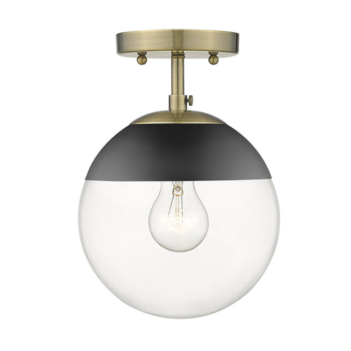 Dixon Semi-Flush in Aged Brass with Clear Glass