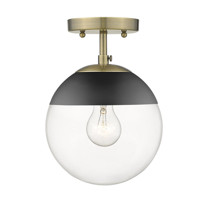 Dixon Semi-Flush in Aged Brass with Clear Glass