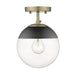 Dixon Semi-Flush in Aged Brass with Clear Glass