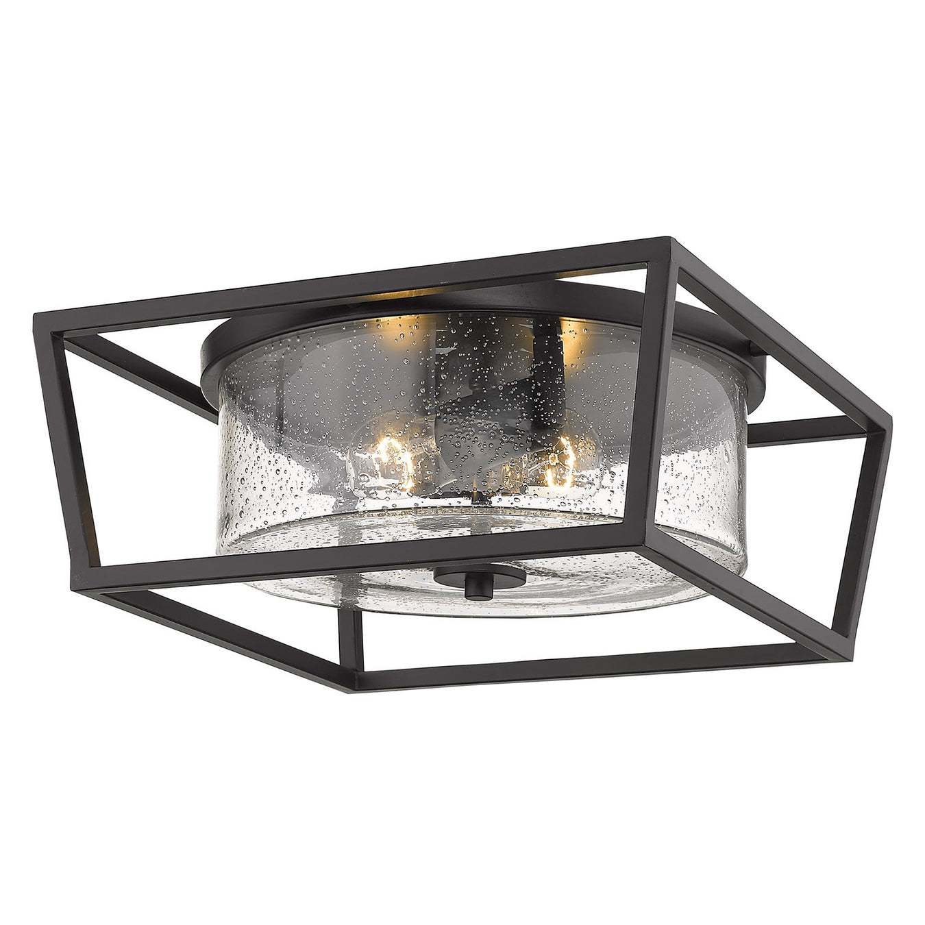 Mercer Flush Mount in Matte Black with Seeded Glass
