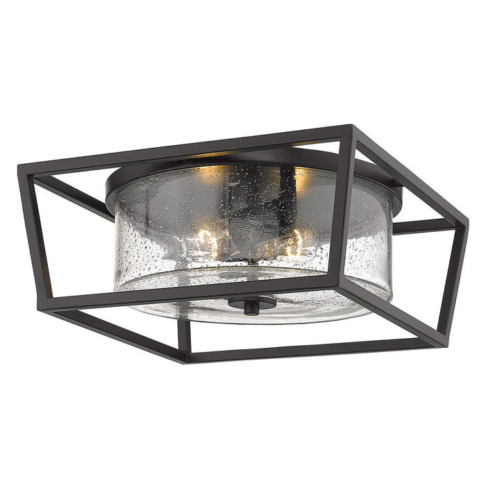 Mercer Flush Mount in Matte Black with Seeded Glass