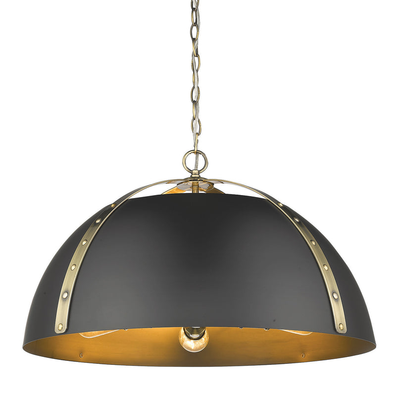 Aldrich 5-Light Pendant in Aged Brass with Matte Black