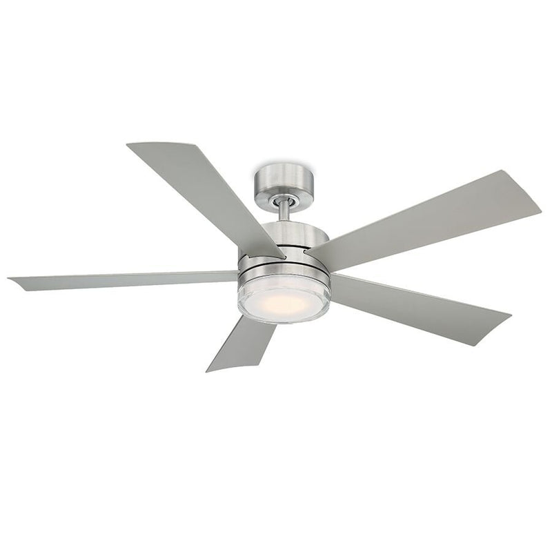 Wynd 52" Outdoor Ceiling Fan with Light in Stainless Steel