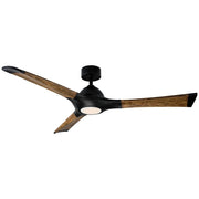 Woody 60" Outdoor Ceiling Fan with Light in Matte Black / Distressed Koa