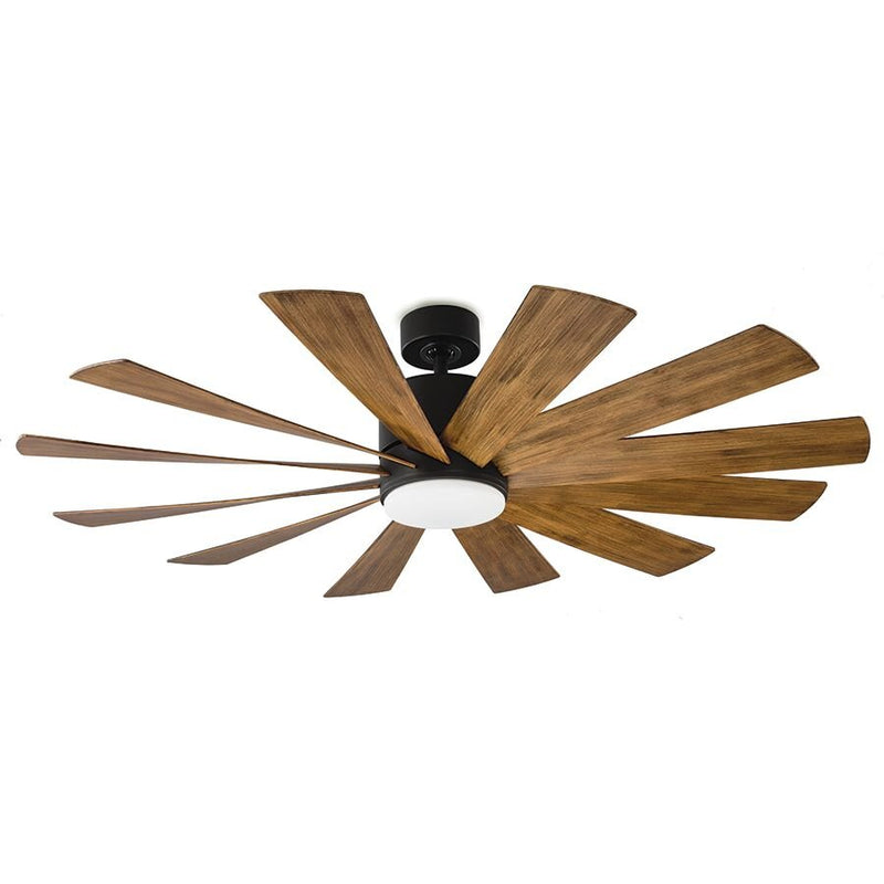 Windflower 60" Outdoor Ceiling Fan with Light in Matte Black / Distressed Koa