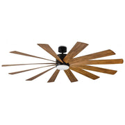 Windflower 80" Outdoor Ceiling Fan with Light in Matte Black / Distressed Koa
