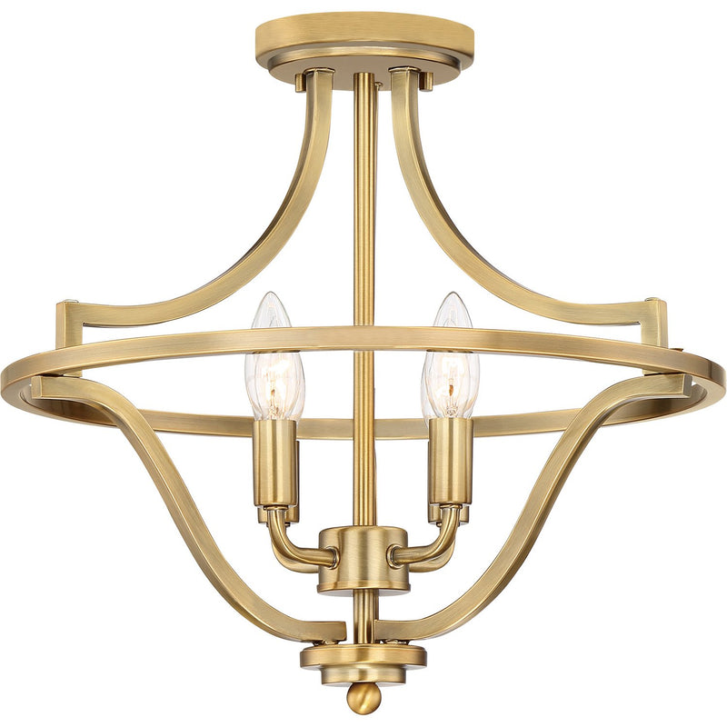 Harvel 4-Light Semi-Flush Mount in Weathered Brass