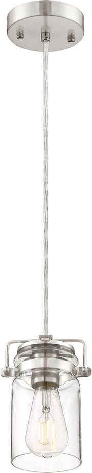 Antebellum Mini Pendant in Brushed Nickel and Clear Glass