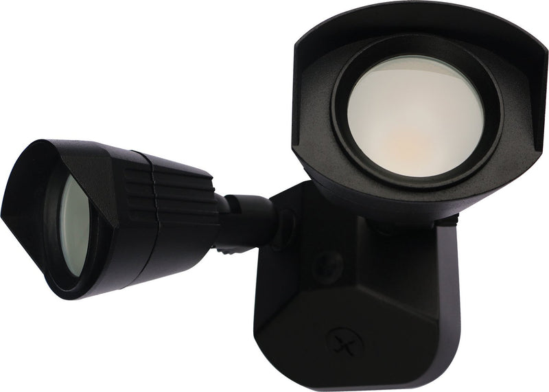 Dual-Head LED Security Outdoor Wall Sconce in Black