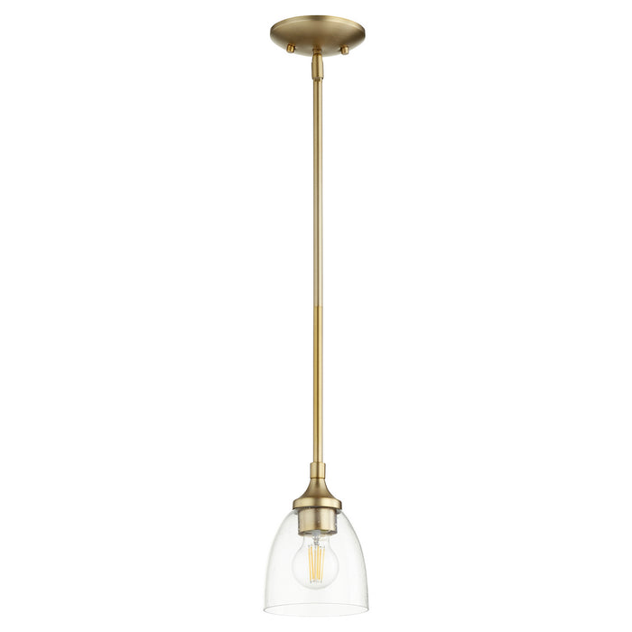 Enclave Transitional Pendant in Aged Brass W/ Clear/Seeded