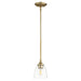 Enclave Transitional Pendant in Aged Brass W/ Clear/Seeded