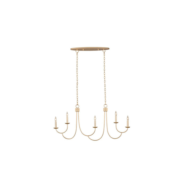 Kiera 5-Light Linear Chandelier in Modern Gold
