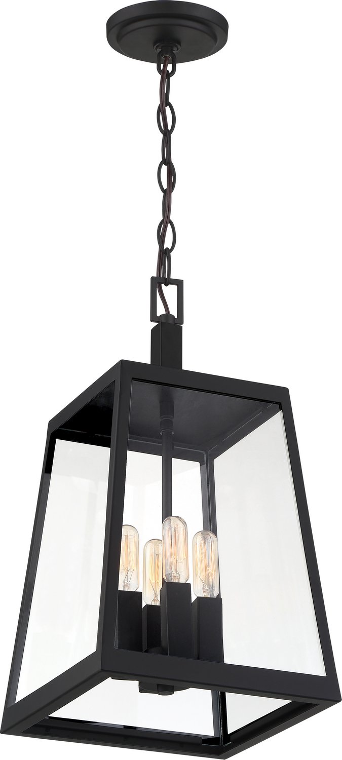 Halifax 4-Light Outdoor Lantern Pendant in Matte Black