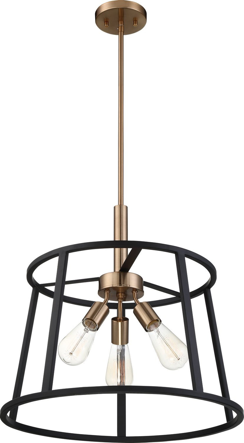Chassis 3-Light Pendant in Copper Brushed Brass and Matte Black