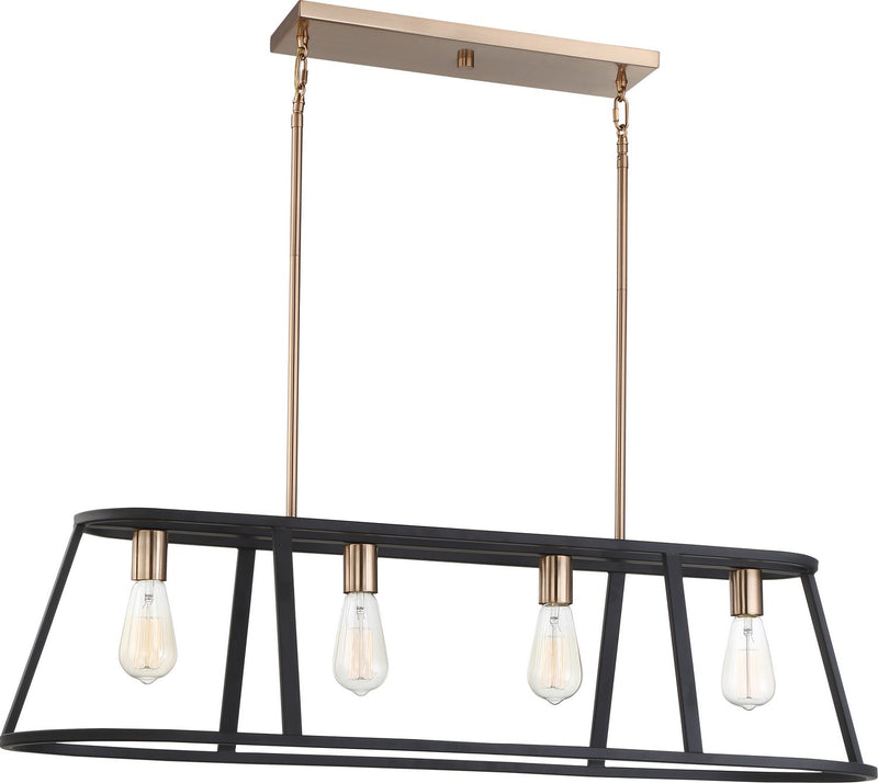Chassis 4-Light Linear Pendant in Copper Brushed Brass and Matte Black