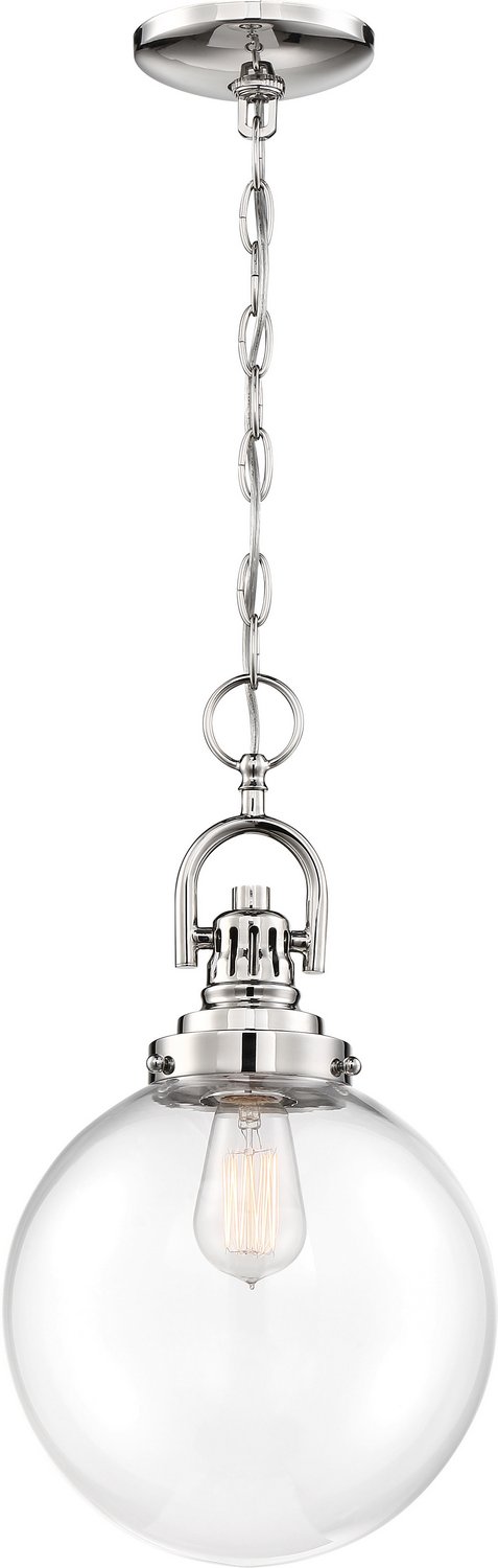 Skyloft Pendant in Polished Nickel and Clear Glass