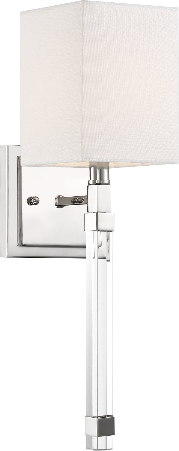 Thompson Wall Sconce in Polished Nickel and White Fabric