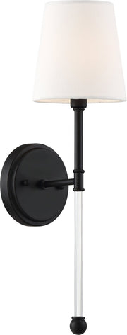 Olmstead Wall Sconce in Aged Bronze and White Fabric