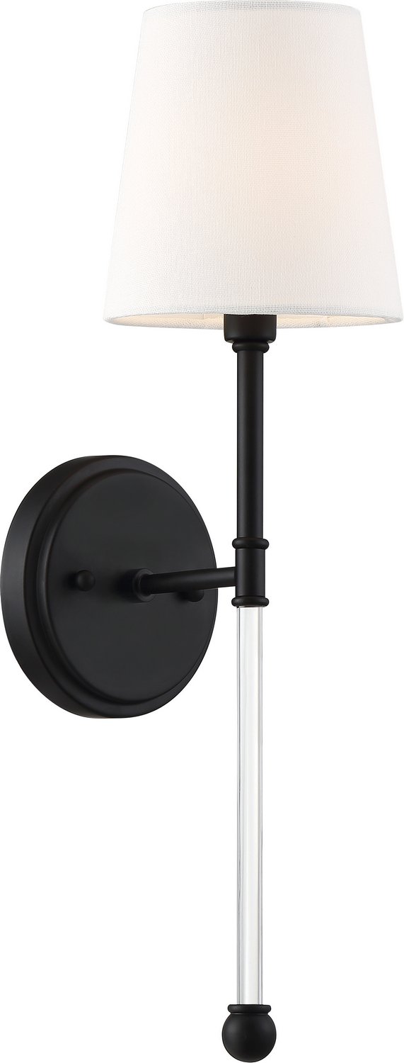 Olmstead Wall Sconce in Aged Bronze and White Fabric