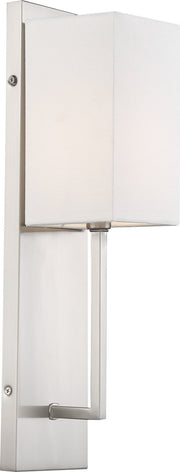 Vesey Wall Sconce in Brushed Nickel and White Fabric