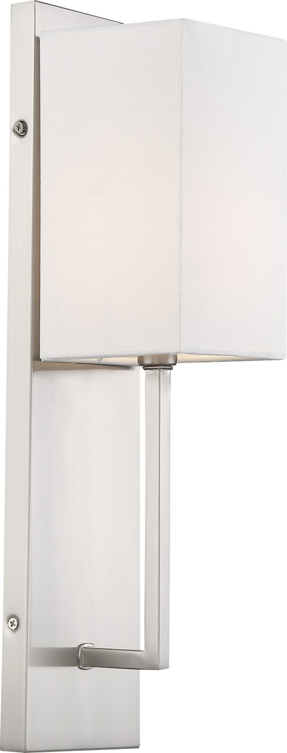Vesey Wall Sconce in Brushed Nickel and White Fabric