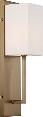 Vesey Wall Sconce in Burnished Brass and White