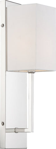 Vesey Wall Sconce in Polished Nickel and White Fabric