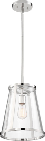 Bruge Pendant in Polished Nickel and Clear Glass