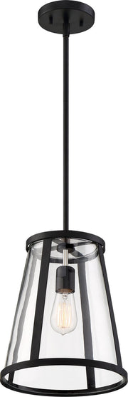 Bruge Pendant in Matte Black and Clear Glass