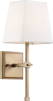 Highline Bath Sconce in Burnished Brass and White