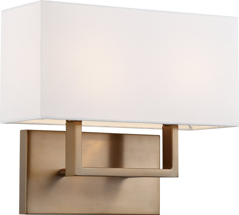 Tribeca 2-Light Wall Sconce in Burnished Brass and White