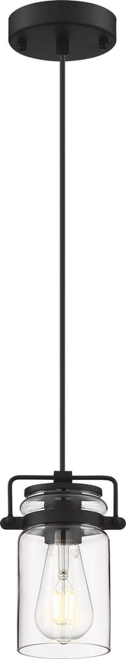 Antebellum Mini Pendant in Matte Black and Clear Glass