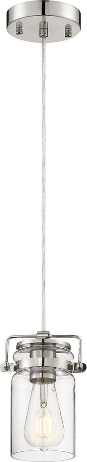 Antebellum Mini Pendant in Polished Nickel and Clear Glass