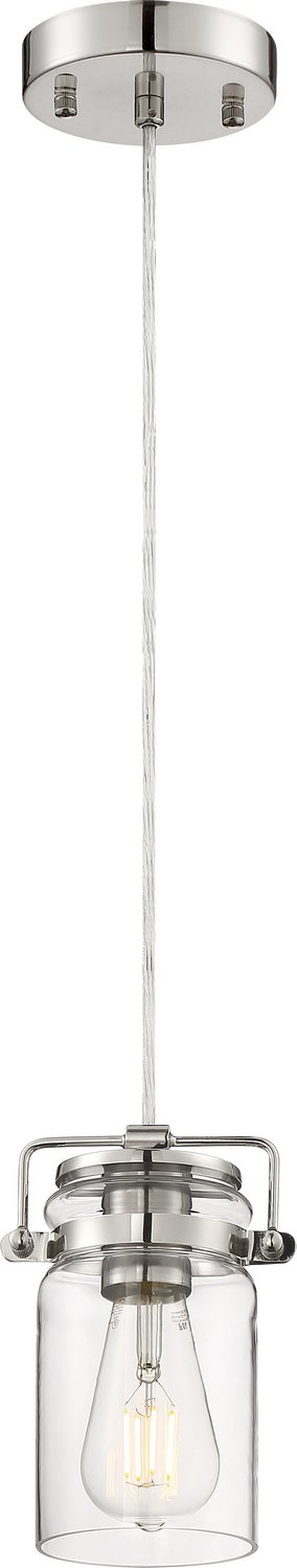 Antebellum Mini Pendant in Polished Nickel and Clear Glass