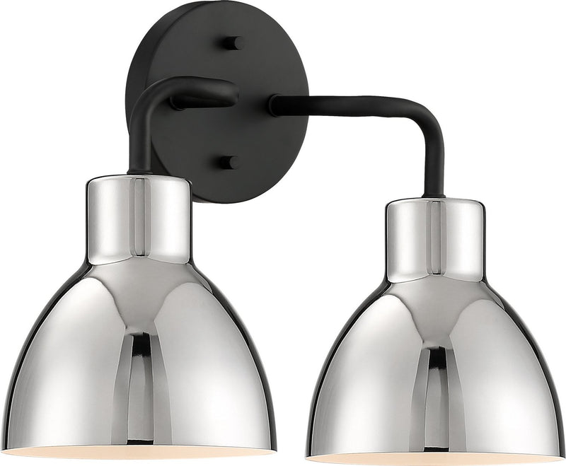 Sloan 2-Light Bath Vanity Light in Matte Black and Polished Nickel