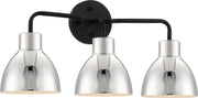 Sloan 3-Light Bath Vanity Light in Matte Black and Polished Nickel