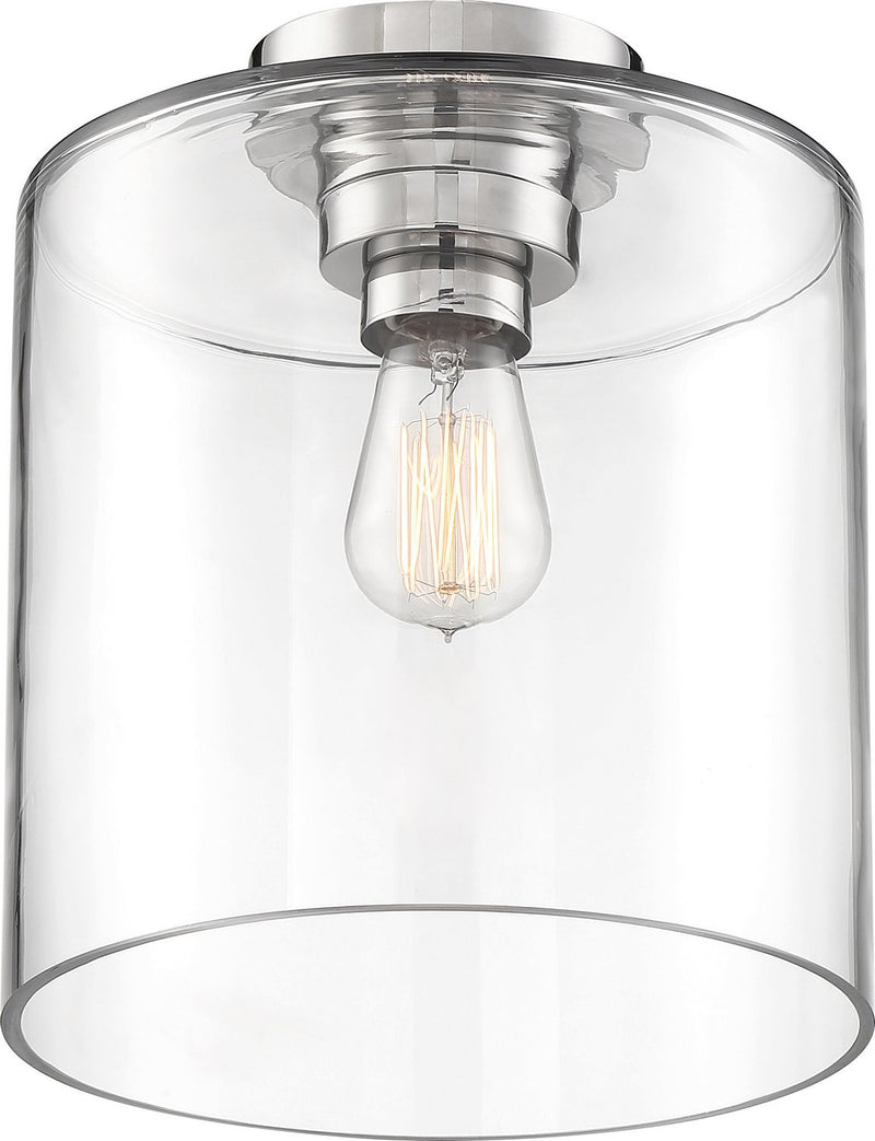 Chantecleer Semi-Flush Mount in Polished Nickel and Clear Glass