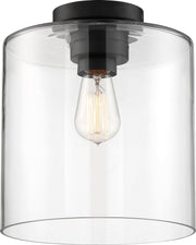 Chantecleer Semi-Flush Mount in Matte Black and Clear Glass