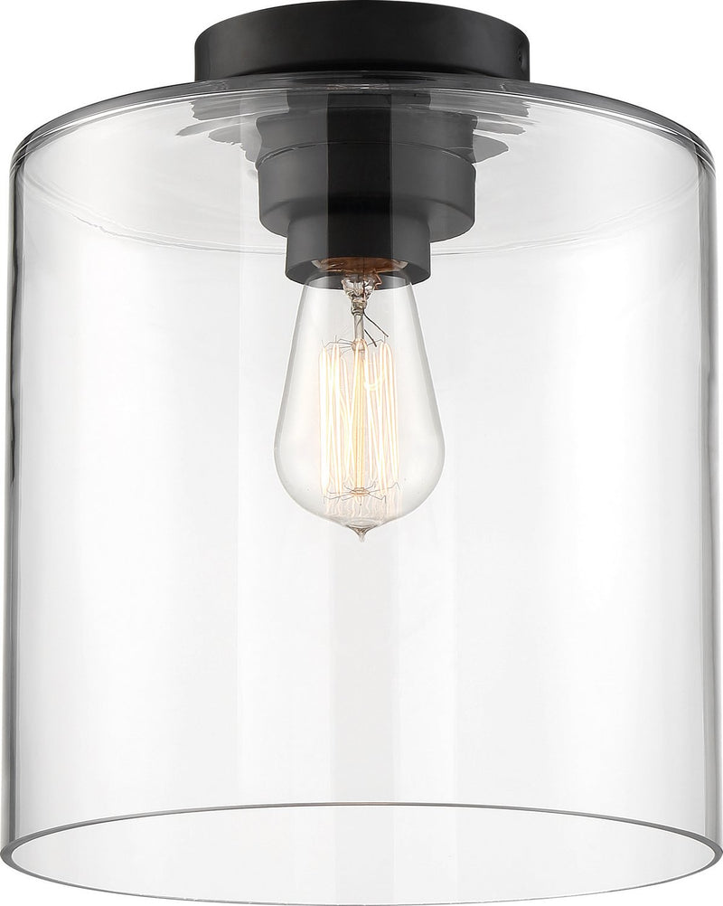 Chantecleer Semi-Flush Mount in Matte Black and Clear Glass
