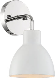 Sloan Bath Sconce in Polished Nickel and White