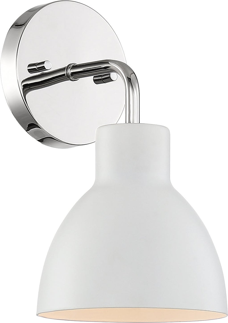 Sloan Bath Sconce in Polished Nickel and White