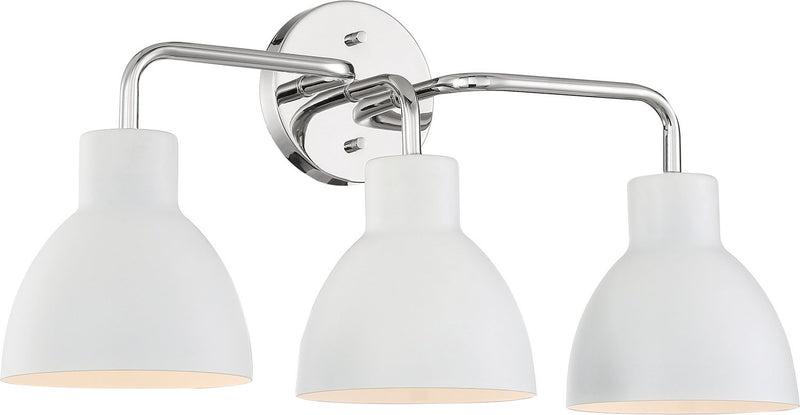 Sloan 3-Light Bath Vanity Light in Polished Nickel and White