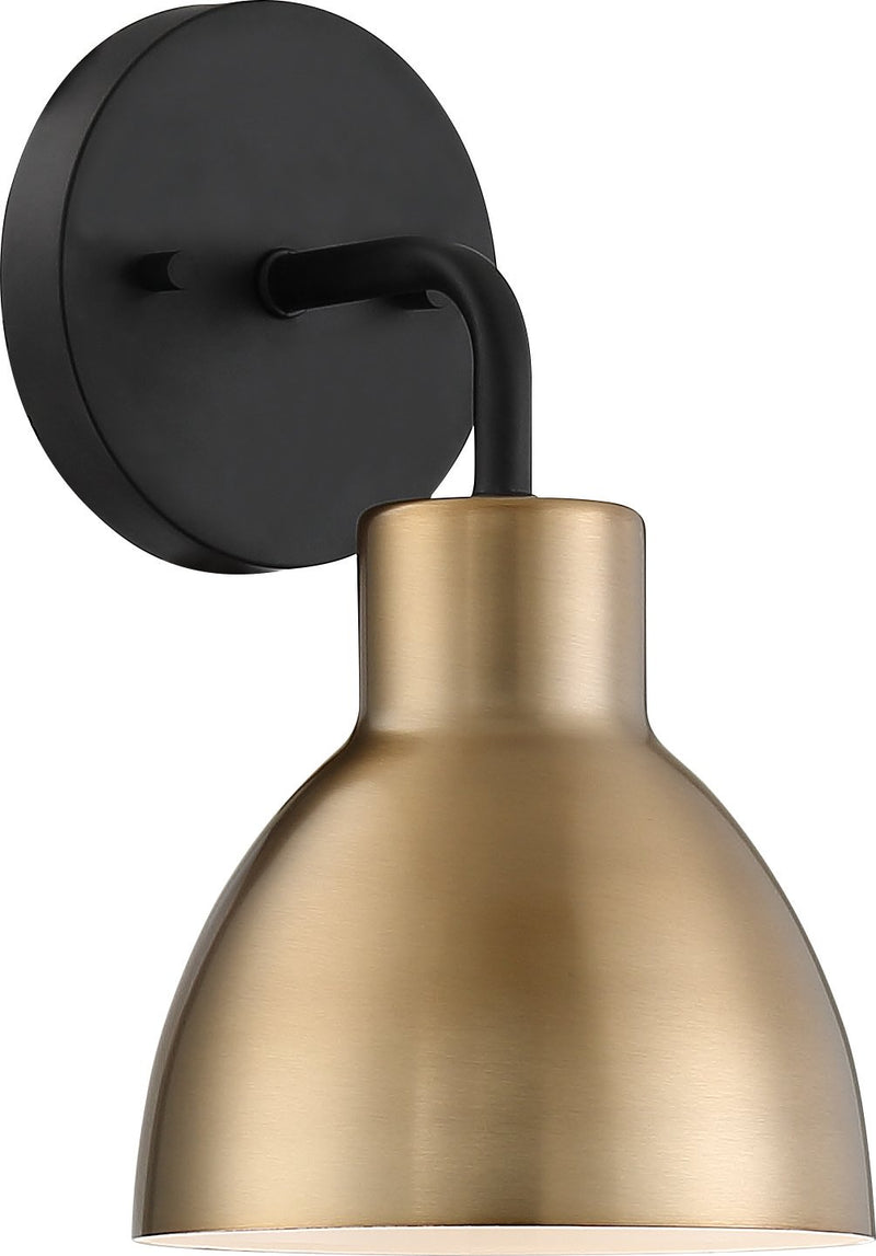 Sloan Bath Sconce in Matte Black and Burnished Brass