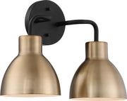 Sloan 2-Light Bath Vanity Light in Matte Black and Burnished Brass
