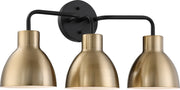 Sloan 3-Light Bath Vanity Light in Matte Black and Burnished Brass