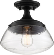 Kew Semi-Flush Mount in Aged Bronze and Clear