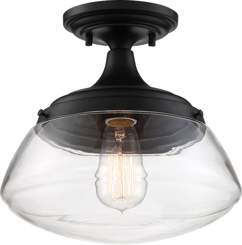 Kew Semi-Flush Mount in Aged Bronze and Clear