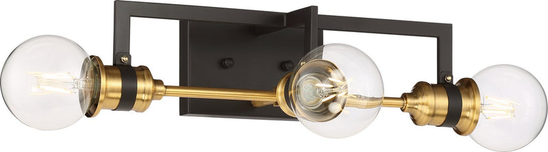Intention 3-Light Bath Vanity Light in Warm Brass and Black