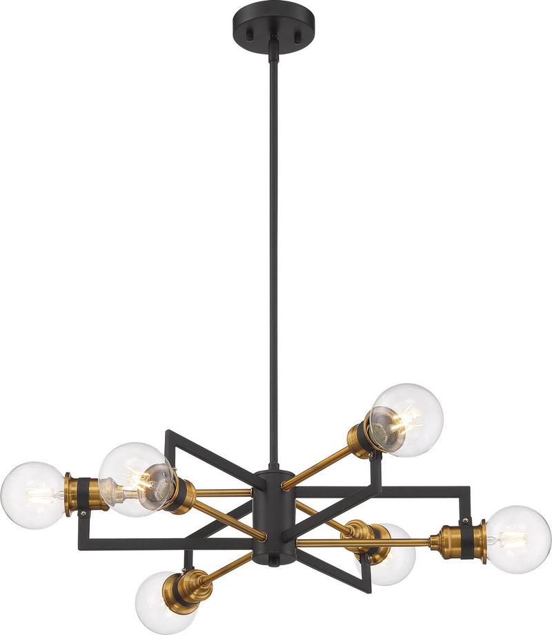 Intention 6-Light Chandelier in Warm Brass and Black
