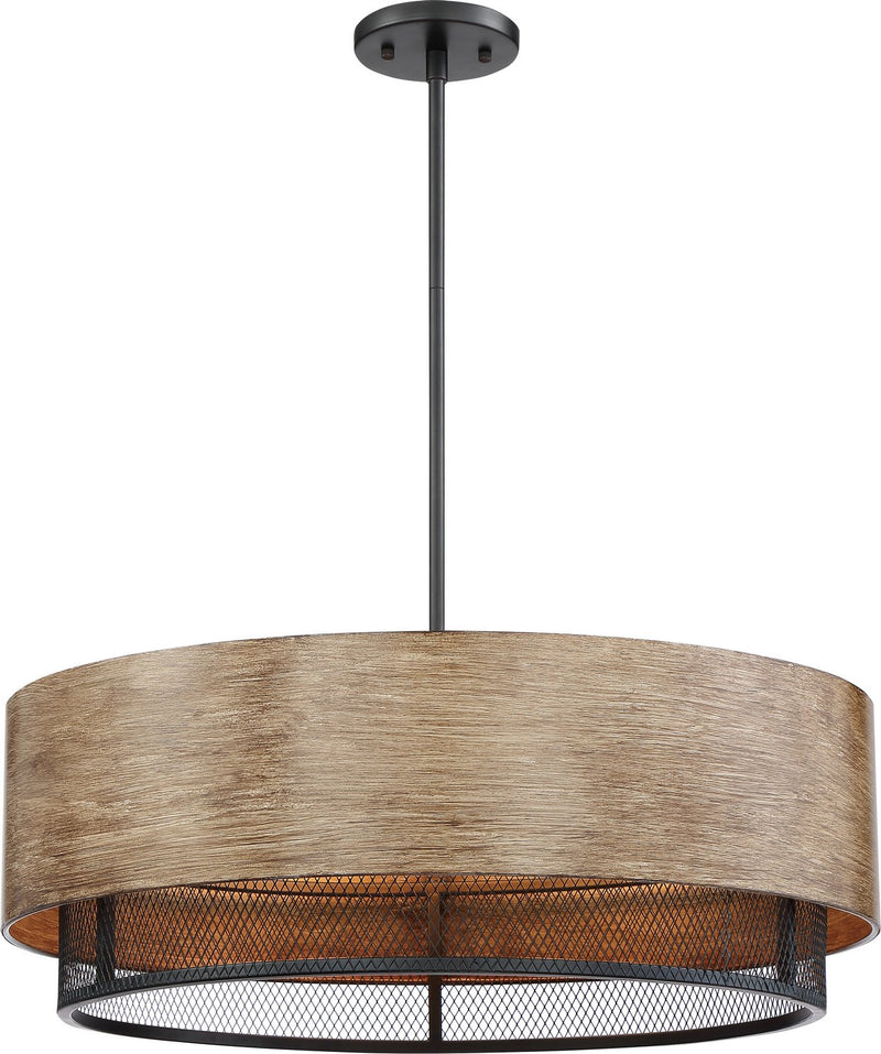 Barrique 5-Light Pendant in Black and Honey Wood